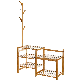  Hall Tree Bamboo Shoe Bench with Coat Rack Shoe Organizer Storage Shelf Rack for Entryway Hallway Bedroom