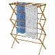  Bathroom Collapsible Natural Soild Bamboo Wood Clothes Drying Rack