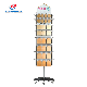  Customized Floor Standing Bambaoo Metal Gift Display Rack with Hooks