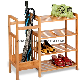  Natural 4 Tier Multi-Fuction Wooden Shoe Rack with Umbrella and Boots Display Storage Shelf