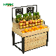  High Capacity Three-Tiers Steel Wood Supermarket Vegetable Display Rack with Acrylic Box