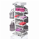  Customized Metal Floor Hanging Bag Display Rack with Wheel