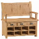  China Wholesale Supply European Oak Wooden Furniture Shoes Rack, Bench with 2 Tiers Shelves Display Storage and Organizer for Bedroom, Entryway, Hallway