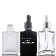  Custom 30ml Flat Square Serum Dropper Bottle Rectangular Black and Frosted Glass Essential Oil Cosmetic Bottle for Skin Care
