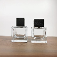 Square Atomizer Spray Glass Perfume Bottle with Black Wood Cap
