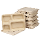 Customized Disposable 4 Compartment Tray Takeaway Bagasse Take out Food Containers Custom Biodegradable Food Tray