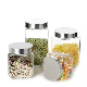Square Storage Jar Glass with Bamboo Lid Thickened Transparent Glass Jar