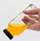  10 Oz 300ml Clear French Square Beverage Glass Bottle Cold Pressed Juice Drink Bottles for Milk Kombucha with Airtight Screw Cap