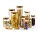  Wide Mouth Round Borosilicate Airtight Kitchen Glass Storage Container with Wooden Lid