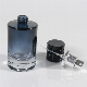  Custom 30ml 50ml 100ml Refillable Round Blue Empty Men Cologne Fine Mist Spray Glass Perfume Bottle with Round Black Spray Cap
