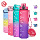  Factory Price Sports Water Bottle with Time Marker Leakproof Flip Top Plastic 32oz Fitness Sports BPA Free