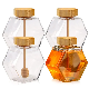  Factory 380ml Flat Hexagon Glass Food Storage Jar with Bamboo Lid