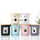  White Black Colored Round Glass Candle Holder Candle Glass Jar with Bamboo Lid 10 Oz