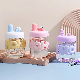  400ml Kawaii Glass Water Bottle with Silicone Sleeve Cute Drink Bottle with Filter Gifts Cup with Straw Portable