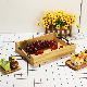 Custom Small Solid Wood Serving Rustic Wooden Food Tray with Handles