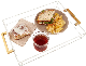  Custom Clear Acrylic Food Serving Breakfast Tray with Gold Handle for Restaurant