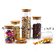  200ml 250ml 300ml 900ml 1500ml Round Borosilicate Airtight Kitchen Candy Cookies Food Container Packaging Glass Storage Jar Glassware with Bamboo Lids