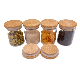  Round Food Grade Storage Jam Glass Bottle Honey Jar with Bamboo Lids Glass Jar