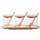  Seasoning 3PCS Spice Glass Jars Set with Bamboo Lid Spoon and Base