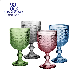 Solid Color Engraved Glass Goblet Wine Juice Water Drinking Glass Stemware with High Quality