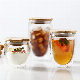  Hot Selling High Borosilicate Double Wall Coffee Juice Water Glass Cup Set with Bamboo Lid