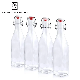  Wholesale 1000ml 34oz Transparent Rectangle Custom Water Bottle Juice Milk Glass Beverage Drink Glass Bottles with Swing Top