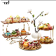  Food Presentation Buffet Display Equipment Gold Decorative Afternoon Presentoir Cake Tea Set Luxury Wood Serving Tray with Stand