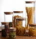  Round Square Borosilicate Storage Jar Glass Food Container with Bamboo Lid