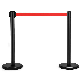  Black Multi-Purpose Crowd Control Barrier Stanchion Bank Post with Red Retractable Belt