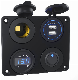  12V USB Socket, 4 in 1 12V Toggle Switch Panel 4.2A Dual USB Charger Port LED Digital Voltmeter Cigarette Lighter Socket