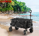  Outdoor Collapsible Wagon Utility Folding Cart Heavy Duty All-Terrain Wheels for Beach Shopping Camping Garden W/ Bottle Pockets Outdoor Camp Wagon Heavy Duty