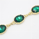  Rose Gold Womens Green Rhinestone Crystals Flowers Metal Crystal Belt Chain Jewelry