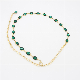 Western Concho Chain Belt for Women Silver Oval - Green Glass