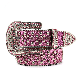  Attractive Pink Bling Bling Rhinestone Belt Western Female Belt Crystal Diamond Studded Wholesale Leather Belt for Girl