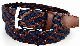 Men Leather Polyester Knitted Elastic Braided Rope Belt with Metal Pin Buckle