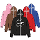  Custom Full Zip up Hoodies Men Puff Print High Quality Plain Rhinestone Soft Cotton Fleece Zipper Jacket Hoodie for Men