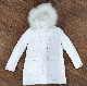 Woman Winter White Color MID-Long Length Faux-Fur Hood Outdoor Coat