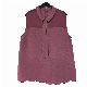 Scallop Embroidery Hemline Contrast Transparent Chiffon Polo Collar Tank Top