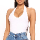  Custom 100% Cotton Women′s Vest Plain Halter Tanktop ODM