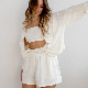  Summer Womens Double Gauze Cotton Pajama Shorts Set 3 Piece Pajama Set
