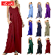  Wholesale Sleeveless Loose Gril Lady V-Neck Summer Fashion Women Ladies Pocket Casual Long Maxi Dress