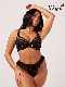  Fashion Black and White Spotted Cute Women Bra Lace Thong Panties Sexy Ladies Underwear