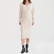  Pure Cashmere Knitted Ladies Fashion V Neck Long Winter Sweater Dress