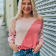 Dear-Lover Fashion Women Leopard Sleeve Asymmetric Cold Shoulder Colorblock Knit Top Long Sleeve Top T-Shirt manufacturer
