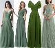 Green Chiffon Bridesmaid Dress Long Bridal Prom Dresses B6412