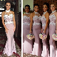  Choker Lace Evening Party Dress Mermaid Spandex Bridesmaid Dresses Ya8