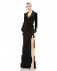 Elegant Ladies Jersey High Slit Long Sleeve Evening Dresses