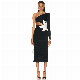  Yh104 Woman Dress Goddess Style Open Waist Flower Decorative Bandage Dress