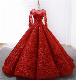  3/4 Sleeves Red Bridal Wedding Dress Lace Ball Gown Quinceanera Dresses Z3022
