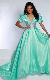  Pristine Plunging V-Neckline Organza Beaded Waistband Ball Gown Quinceanera Dress
